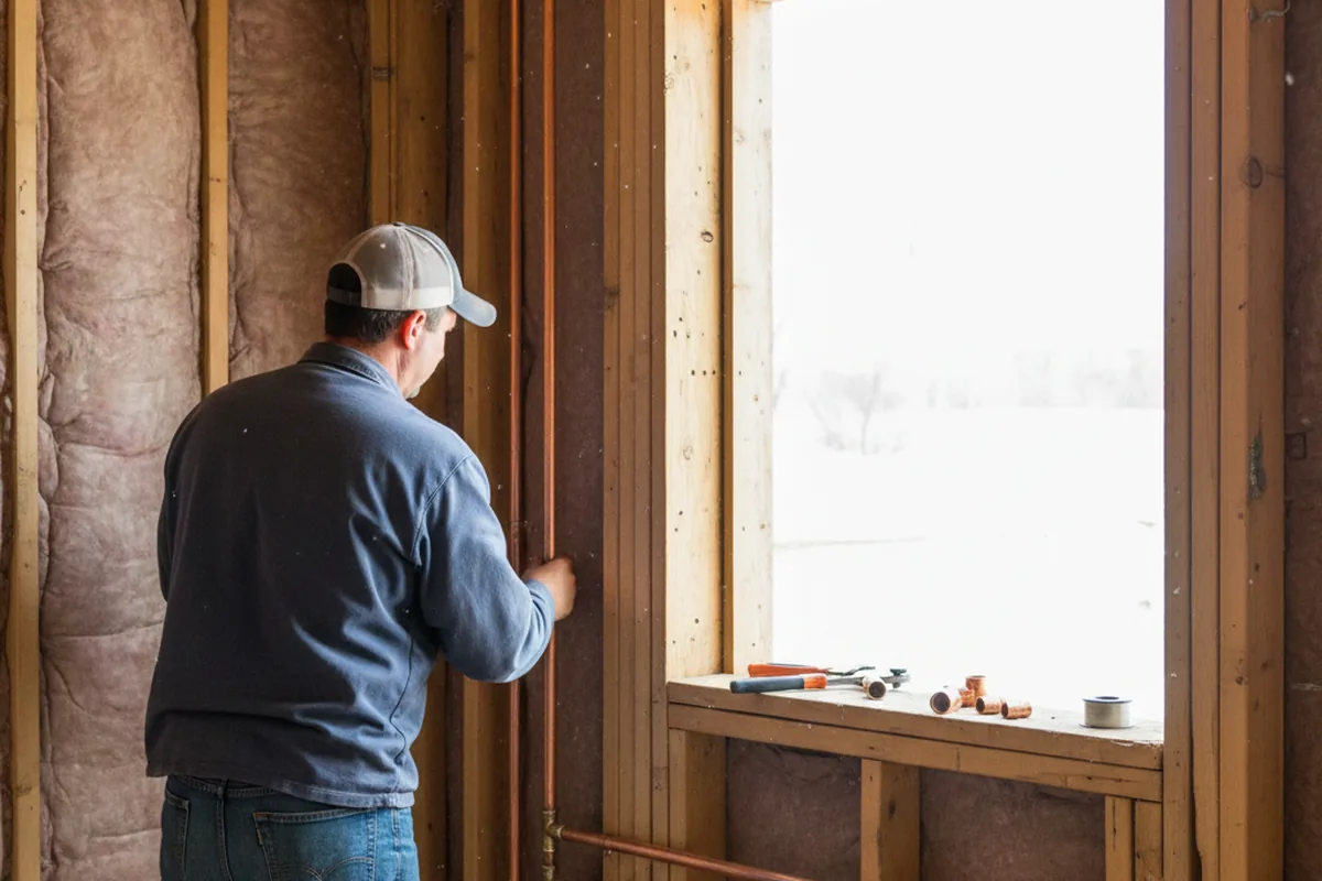 Licensed plumber running new copper supply lines in a Carville home