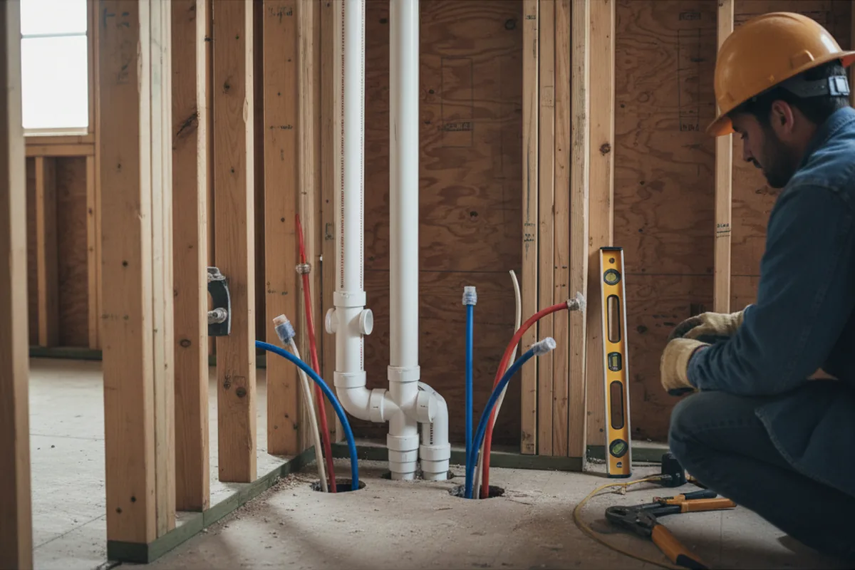 Drain and supply rough-in during Drain Cleaning in Carville